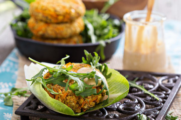 Vegan burgers with sweet potato and chickpeas