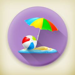 Beach, long shadow vector icon