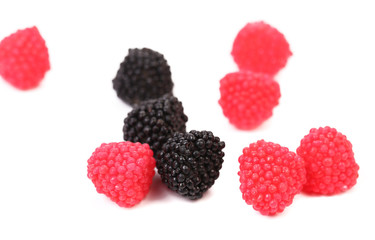 Blackberries and redberry candy.