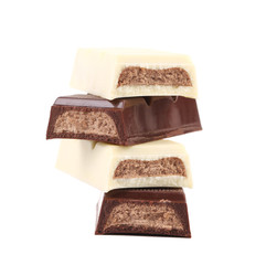 Splitted chocolate sticks with filling.