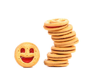 Stack of cookies with smile.