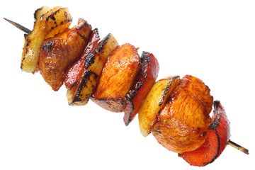 Skewer of chicken, paprika and onions