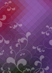 Purple abstract background with floral elements