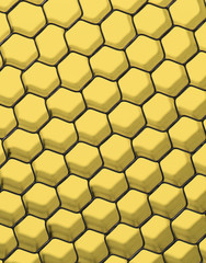 Close up of black net. Yellow light.