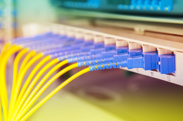 Technology center with fiber optic equipment