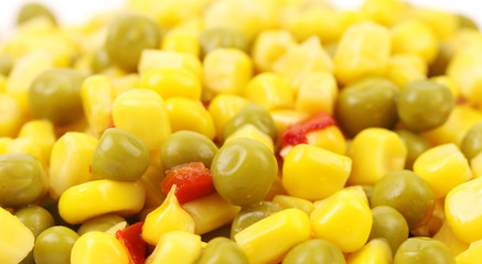 Corn and peas with tomatoes.