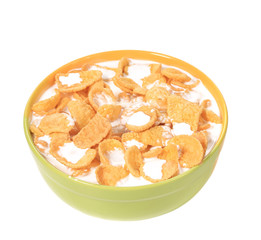 Bowl of cereal with milk.