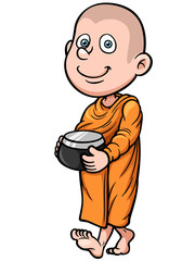 Vector illustration of Cute young monk cartoon