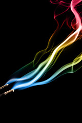 Obraz premium Colorful smoke clouds close up.