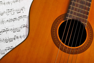 Classical guitar and notes