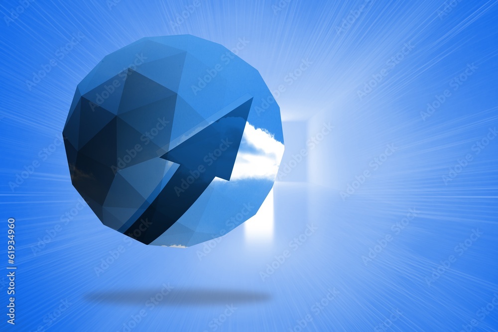 Poster Composite image of blue arrow on abstract screen