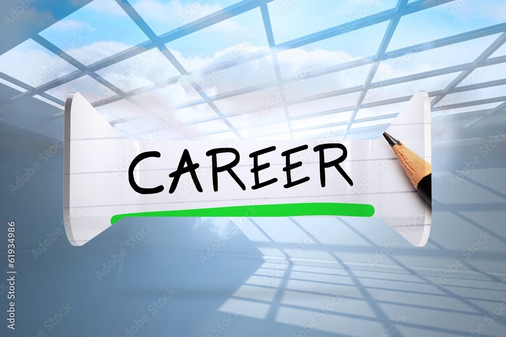 Poster Composite image of career in handwriting on abstract screen
