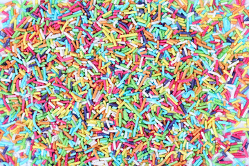 Colored sugar sprinkles for food decoration.