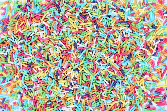 Colored sugar sprinkles for food decoration.