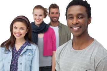 Portrait of four happy young friends