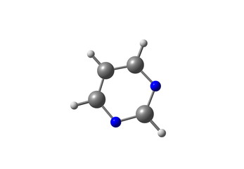 Pyrimidine molecule illustration isolated on white