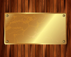Metallic gold frame on a wooden background 10
