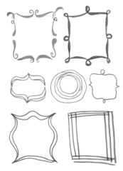 Hand drawn felp-tip pen frames. Vector illustration.