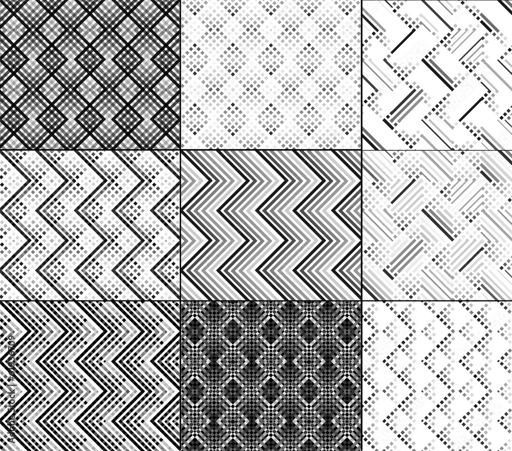 Wall mural seamless geometric colorful pattern set various creative texture