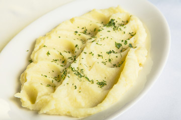 mashed potatoes on a white plate