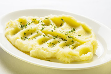 mashed potatoes on a white plate