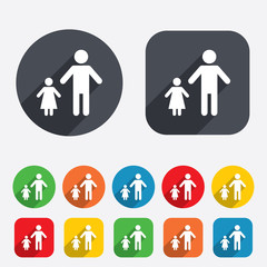 One-parent family with one child sign icon.