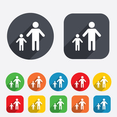 One-parent family with one child sign icon.