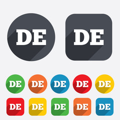 German language sign icon. DE Deutschland.