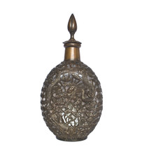 Rare eastern arabic brass glass wine carafe decanter