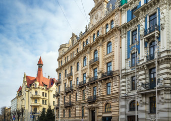 Fototapeta na wymiar the building in Art Nouveau style, Riga