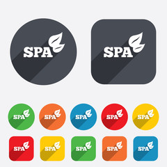 Spa sign icon. Spa leaves symbol.