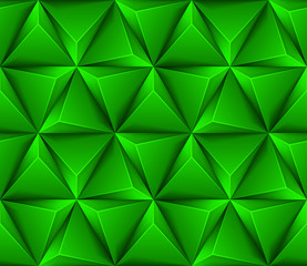3d Abstract seamless background with green triangles
