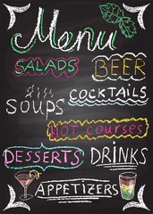 Chalk on board. Lettering. Vector illustration.