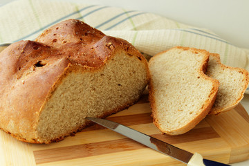 Homemade bread cut into pieces