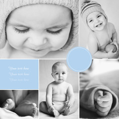 Collage of black-and-white baby's photos