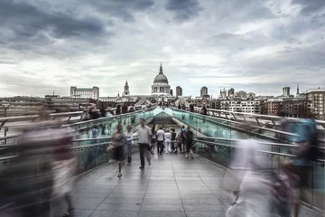 Foto op Canvas St. Paul's Cathedral & Millennium Bridge, London © QQ7