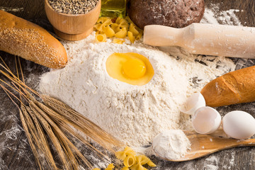 flour, eggs, wheat still-life