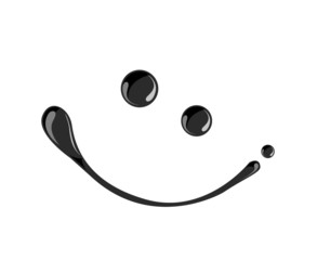 Black ink smile symbol vector  dark,oil