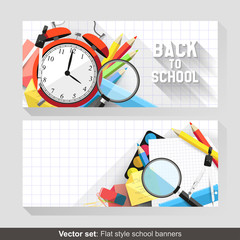 Back to school - Vector set of flat school banners