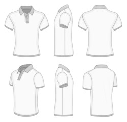 Men's white short sleeve polo shirt.