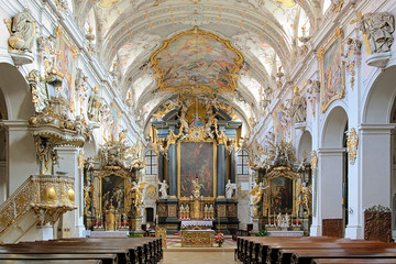 Interior of St. Emmeram's Basilica in Regensburg, Germany