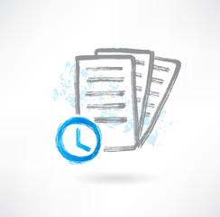 Document with clocks grunge icon