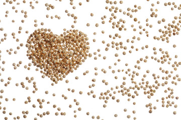 Quinoa heart isolated on white background