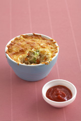 rice stream and cheese with tomato sauce