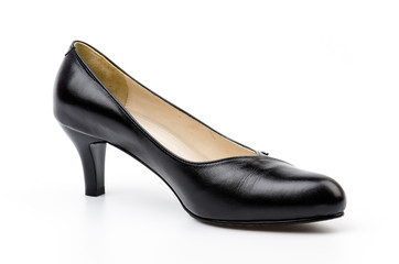 leather black shoes women isolated white background