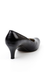leather black shoes women isolated white background