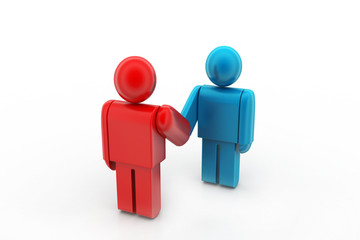 Two 3d people are shaking hands