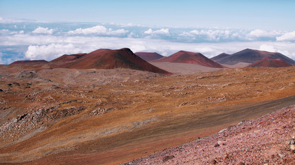 Extinct volcanic craters in background