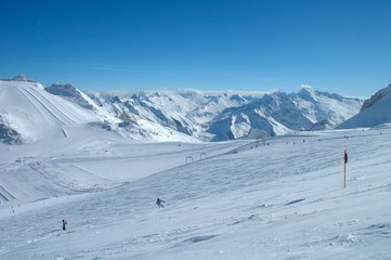 Fototapeta na wymiar Ski slopes on Hintertux glacier