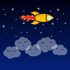 Obraz premium illustration of the rocket in the sky